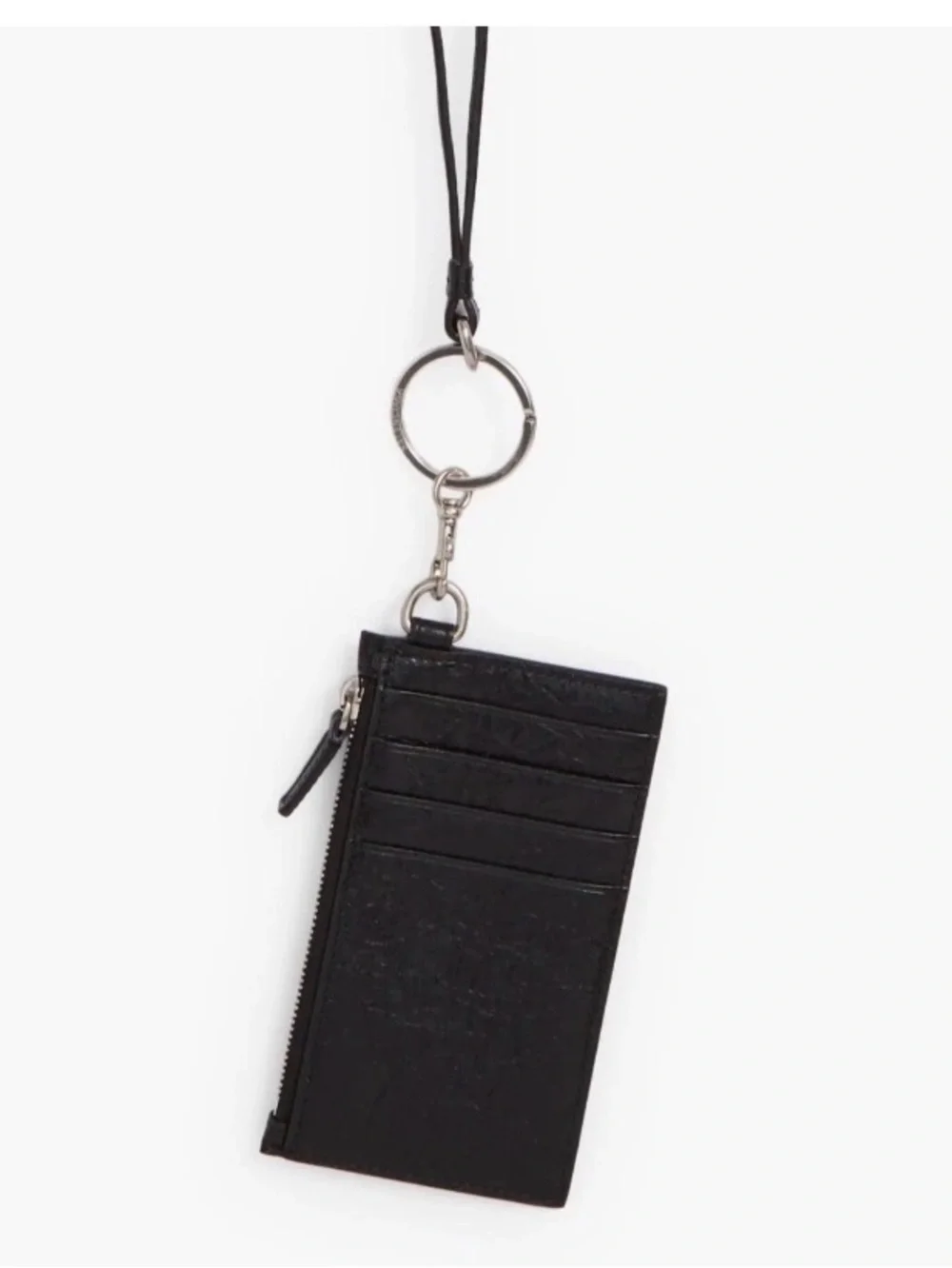 BALENCIAGA Sign Leather Laynard Card Case, Black. Original $475